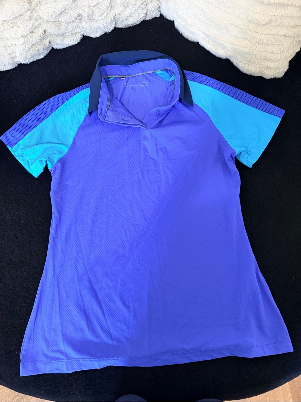 Women’s Short Sleeve Polo Top in Purple and Blue